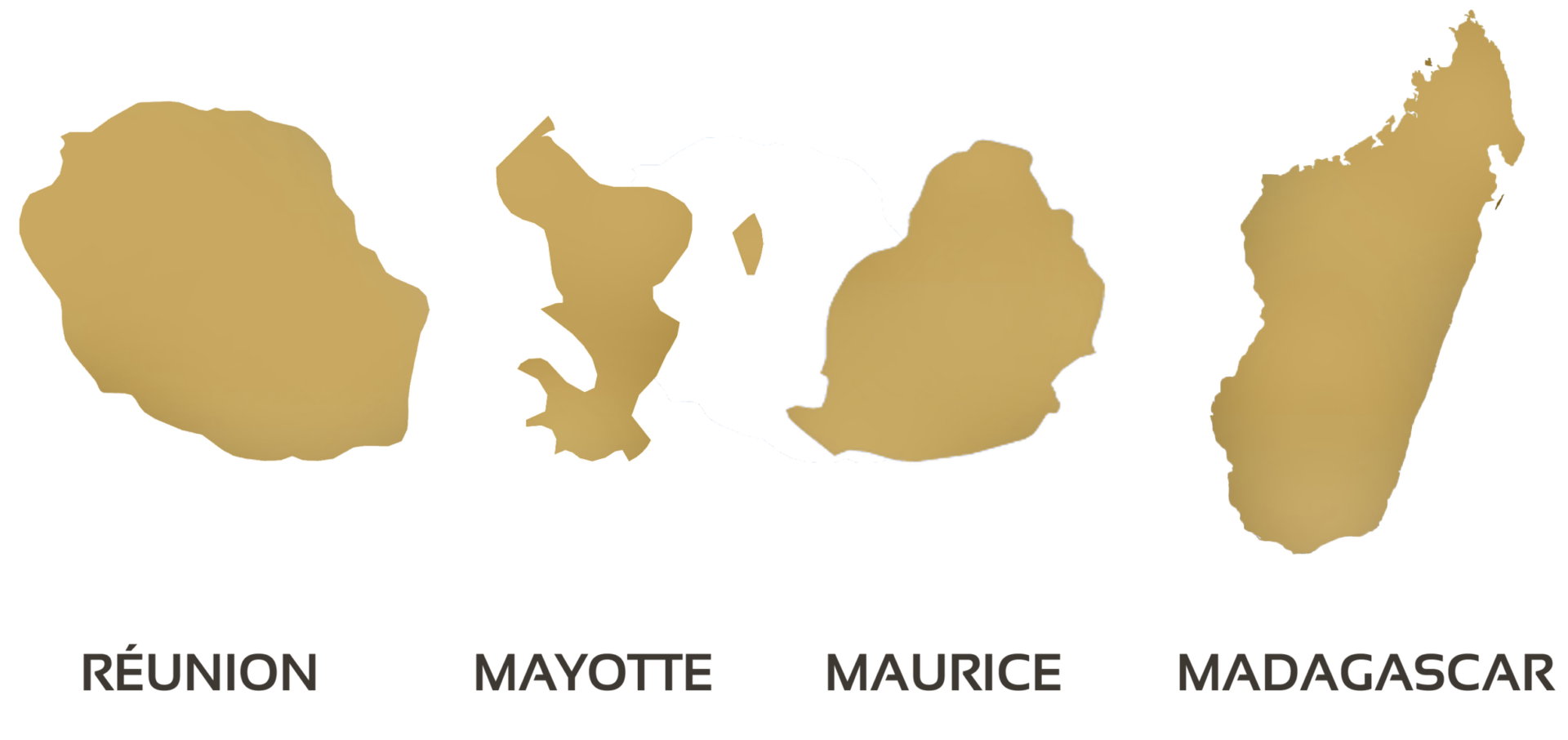 Zone d'intervention HÔREST : La Réunion, Mayotte, Maurice, Madagascar